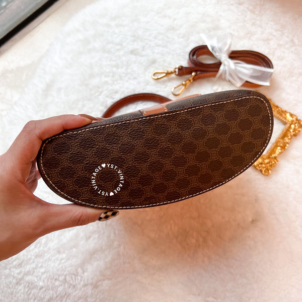 Vintage CELINE Macadam Vanity Bag With Mini Triomphe Logo - Brown