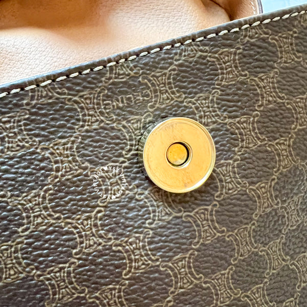 Vintage CELINE Macadam Vanity Bag With Mini Triomphe Logo - Brown