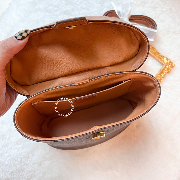 Vintage CELINE Macadam Vanity Bag With Mini Triomphe Logo - Brown