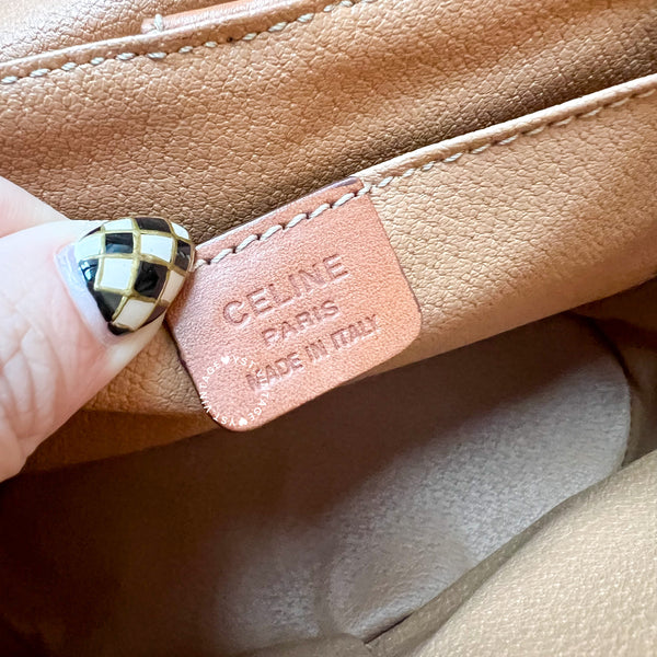 Vintage CELINE Macadam Vanity Bag With Mini Triomphe Logo - Brown