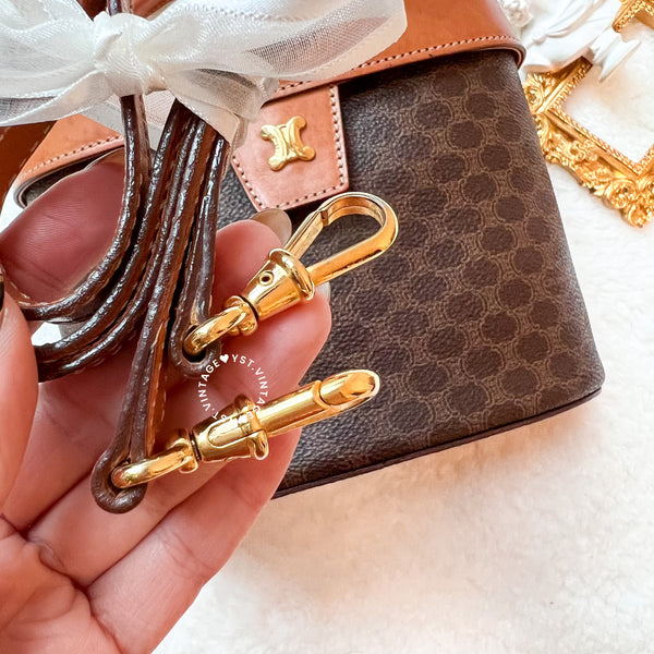 Vintage CELINE Macadam Vanity Bag With Mini Triomphe Logo - Brown