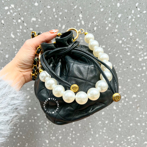 Vintage Chanel Mini Bucket Bag- Black