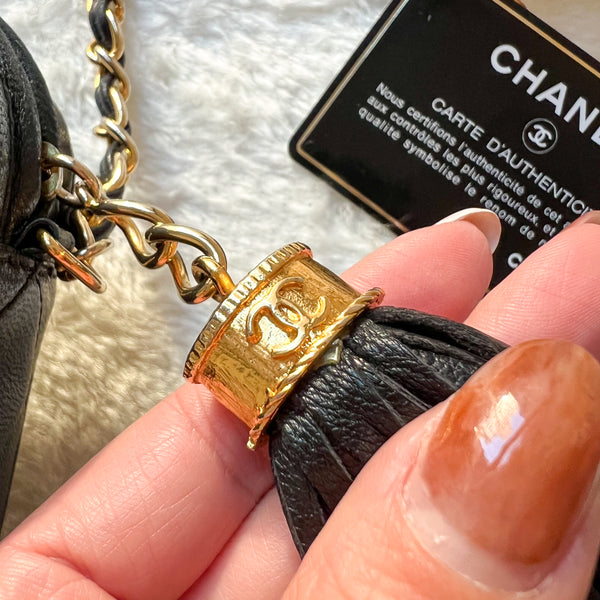 Vintage Chanel Square Camera Bag With Tassel - Black