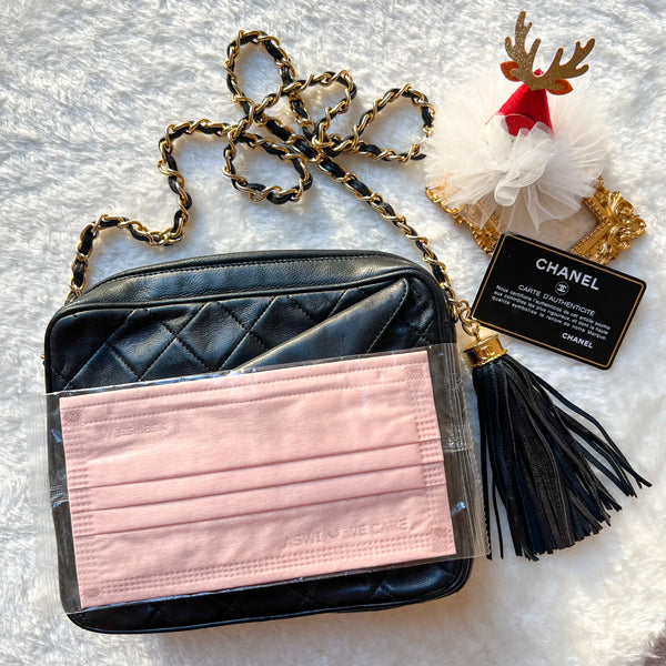 Vintage Chanel Square Camera Bag With Tassel - Black