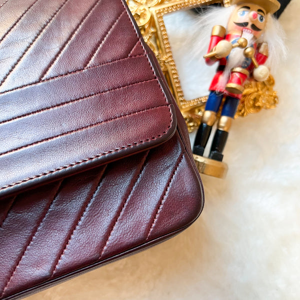 Vintage Chanel Single Flap Bag - Burgundy x Gold 003