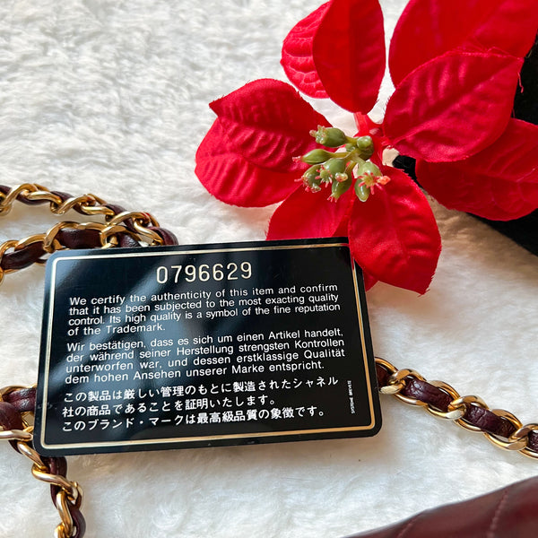 Vintage Chanel Single Flap Bag - Burgundy x Gold 003