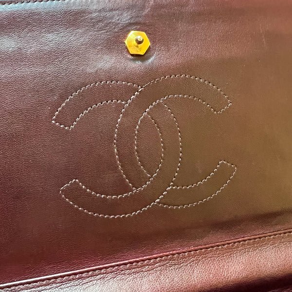 Vintage Chanel Single Flap Bag - Burgundy x Gold 003