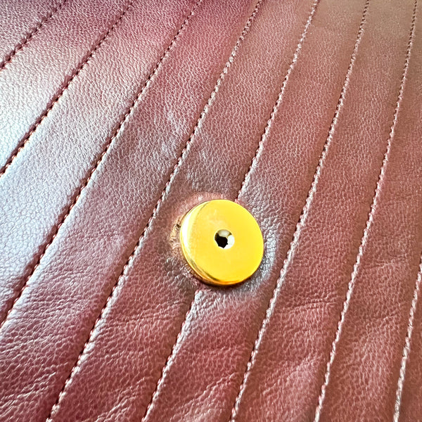 Vintage Chanel Single Flap Bag - Burgundy x Gold 003