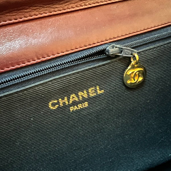 Vintage Chanel Single Flap Bag - Burgundy x Gold 003