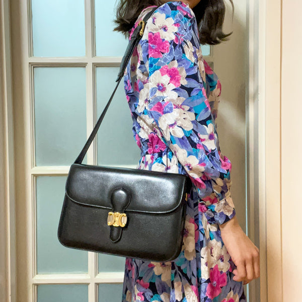 Vintage CELINE Triomphe Box Bag - Black
