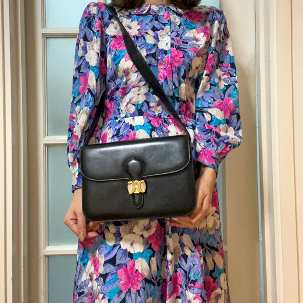 Vintage CELINE Triomphe Box Bag - Black
