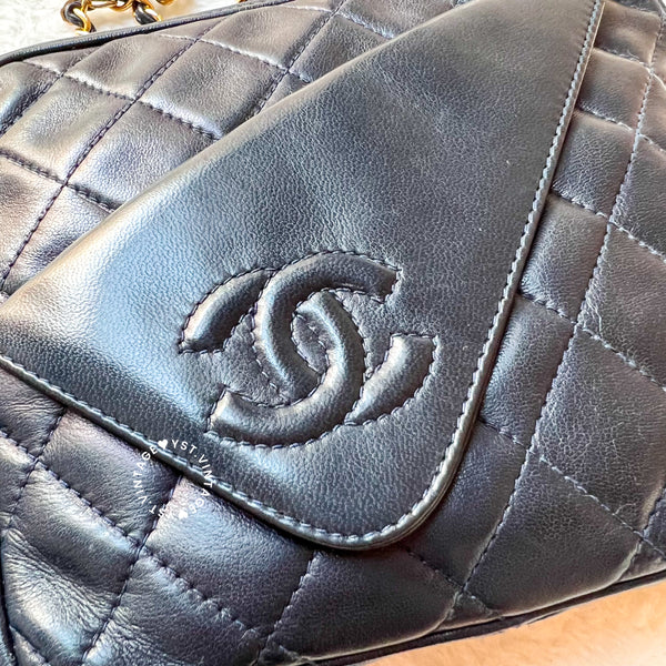 Vintage Chanel Square Camera Bag With Tassel - Navy 002