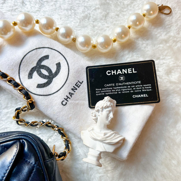 Vintage Chanel Square Camera Bag With Tassel - Navy 002