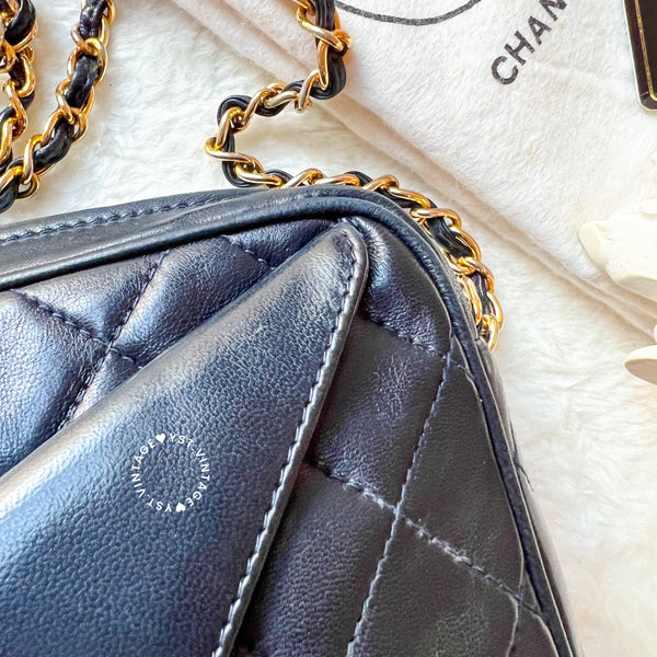 Vintage Chanel Square Camera Bag With Tassel - Navy 002