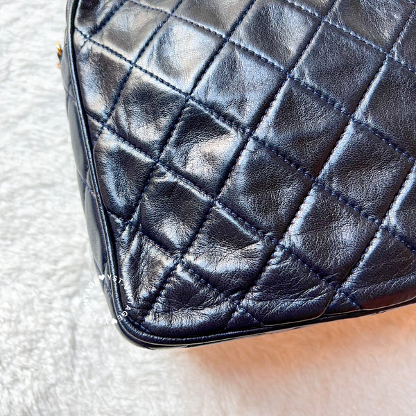 Vintage Chanel Square Camera Bag With Tassel - Navy 002
