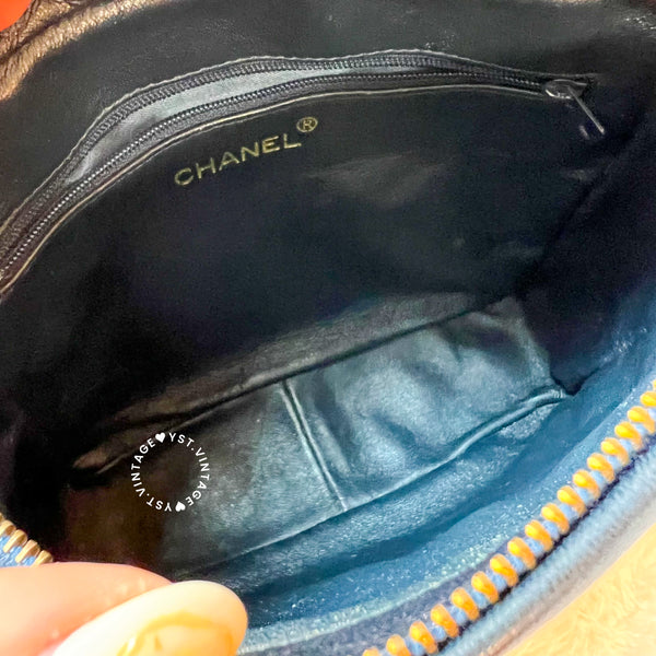 Vintage Chanel Square Camera Bag With Tassel - Navy 002