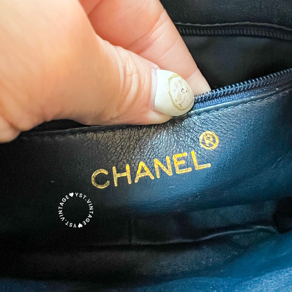 Vintage Chanel Square Camera Bag With Tassel - Navy 002