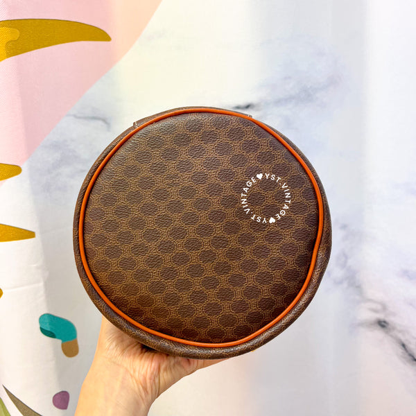Vintage CELINE Macadam Round Vanity Bag - Brown
