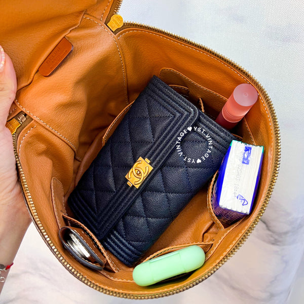 Vintage CELINE Macadam Round Vanity Bag - Brown