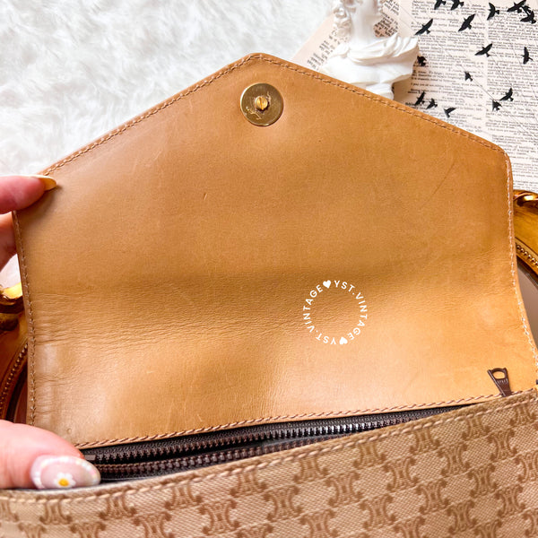 Vintage CELINE 1990s Macadam Envelope 2-way Bag - Beige