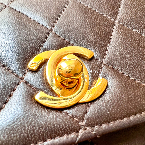 Vintage Chanel 19cm Mini Flap Bag - Brown x Gold