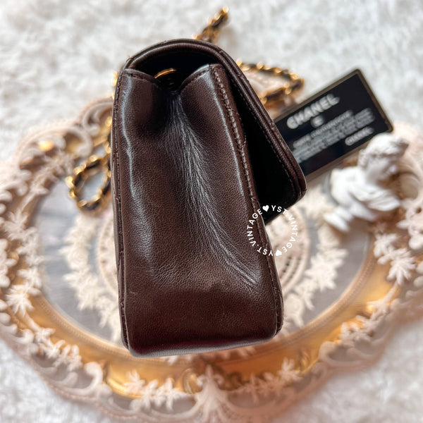 Vintage Chanel 19cm Mini Flap Bag - Brown x Gold