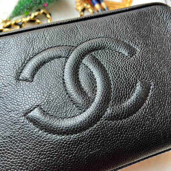 Vintage CHANEL Makeup Bag - Caviar Black 002