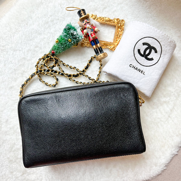 Vintage CHANEL Makeup Bag - Caviar Black 002