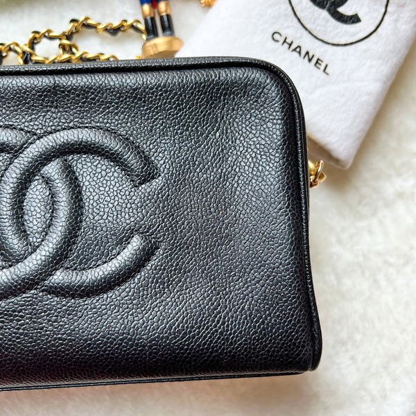 Vintage CHANEL Makeup Bag - Caviar Black 002
