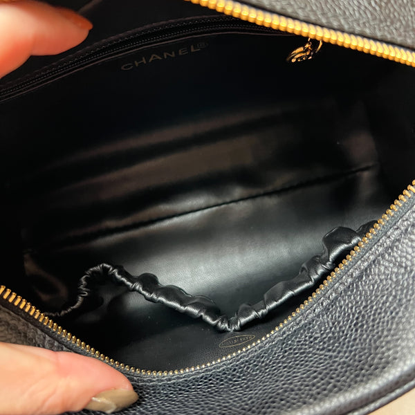 Vintage CHANEL Makeup Bag - Caviar Black 002