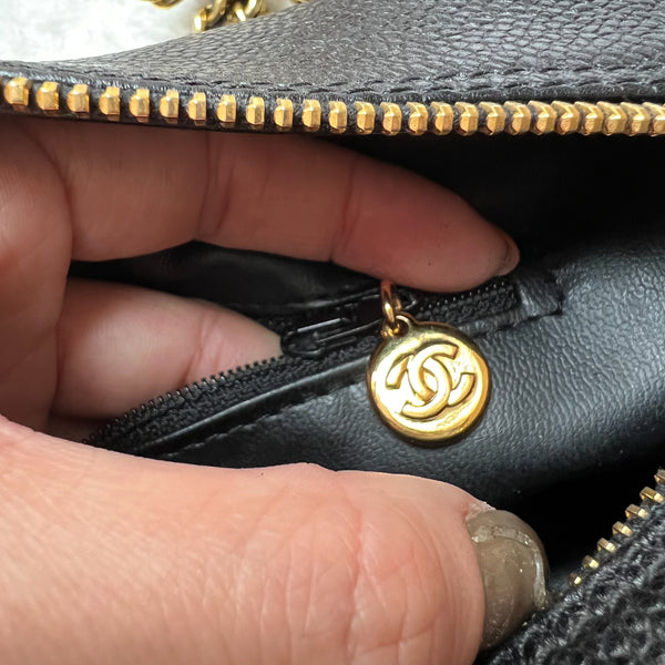 Vintage CHANEL Makeup Bag - Caviar Black 002
