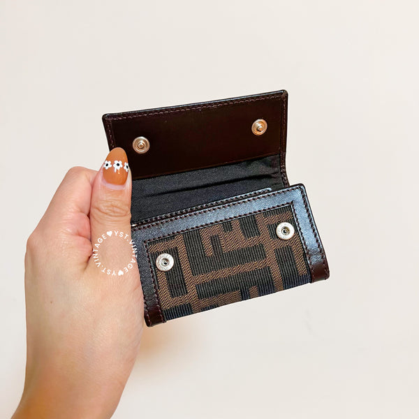 Vintage Fendi Zucca Key Case (6 Key Rings) - Brown
