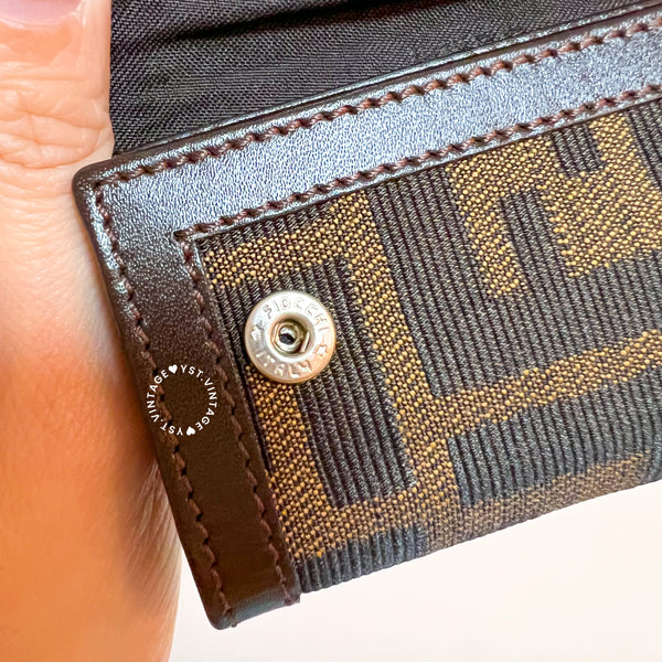 Vintage Fendi Zucca Key Case (6 Key Rings) - Brown