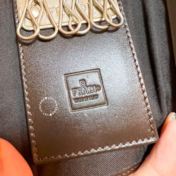 Vintage Fendi Zucca Key Case (6 Key Rings) - Brown