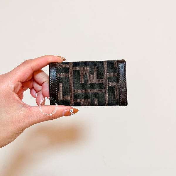 Vintage Fendi Zucca Key Case (6 Key Rings) - Brown