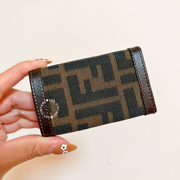 Vintage Fendi Zucca Key Case (6 Key Rings) - Brown