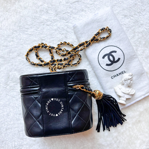 Vintage Chanel Mini Vanity With Tassel - Black