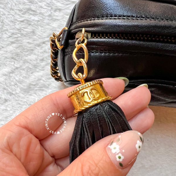 Vintage Chanel Camera Bag With Tassel - Black (Princess Diana Style)