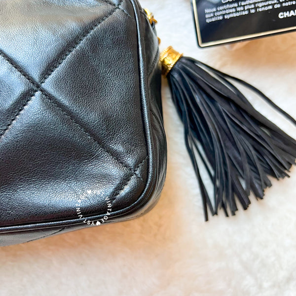 Vintage Chanel Camera Bag With Tassel - Black (Princess Diana Style)