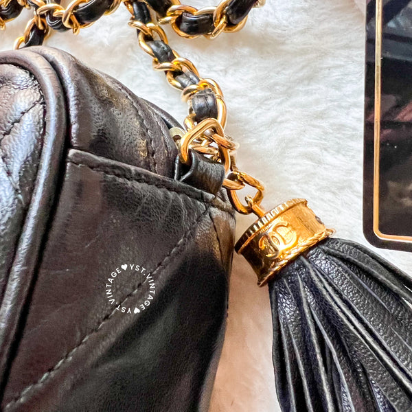 Vintage Chanel Camera Bag With Tassel - Black (Princess Diana Style)
