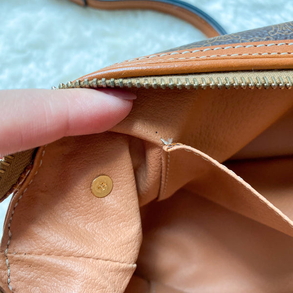 Vintage CELINE 1990s Macadam Makeup Bag - Brown 004