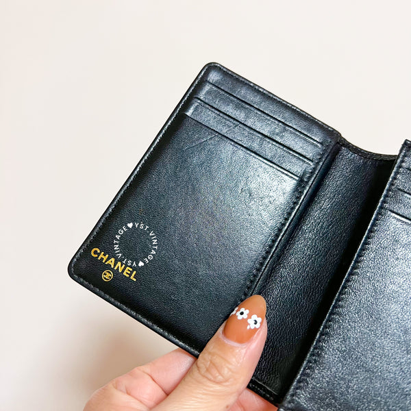 Vintage Chanel Caviar Coco Card Holder - Black 004