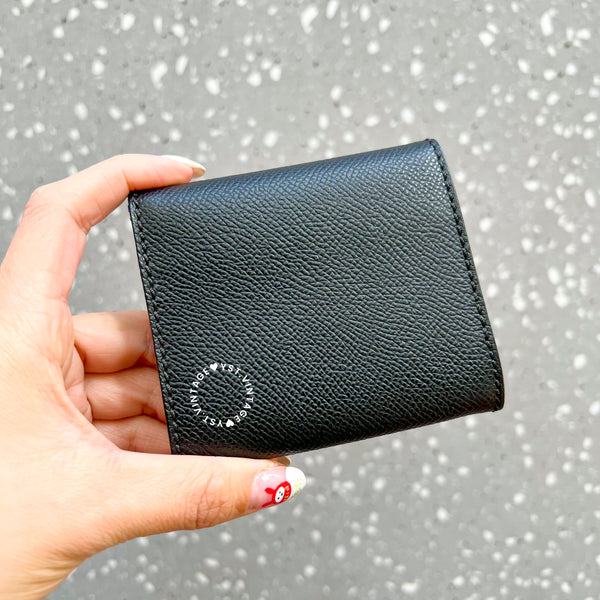 Vintage Chanel Caviar Coco Lock Card Holder - Black