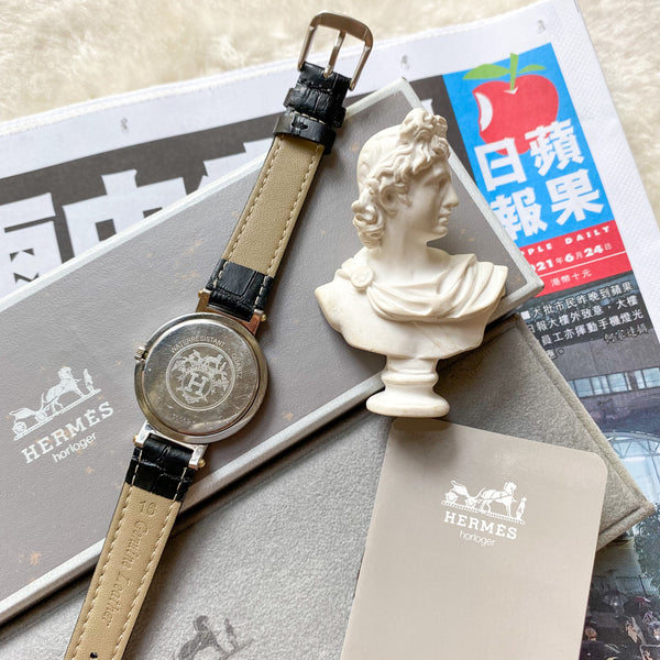 Vintage HERMÈS Clipper Quartz Watch 1990s - Stainless Steel and 18K Gold Plated