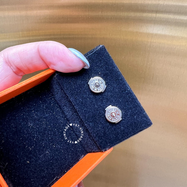 Vintage HERMÈS Cage d'H Earrings 002 - Sliver*White