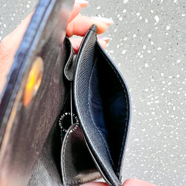Vintage Chanel Caviar Coco Lock Card Holder - Black