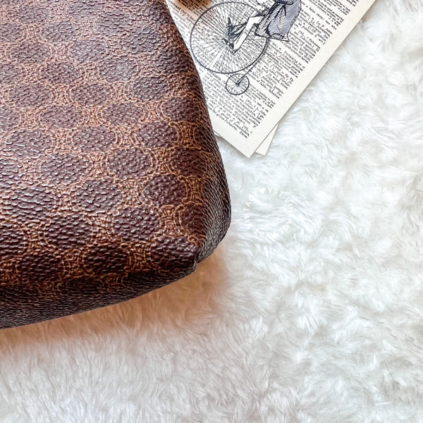 Vintage CELINE 1990s Macadam Makeup Bag - Brown 012