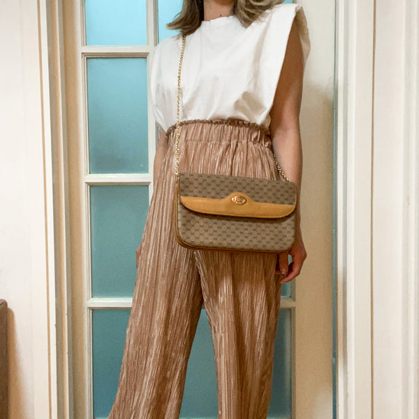 Vintage Gucci 1980s Micro GG 2-way Bag - Milk Tea Brown