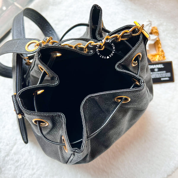 Vintage Chanel Caviar Bucket Bag - Black
