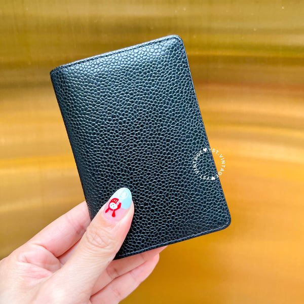 Vintage Chanel Caviar Coco Card Holder - Black 003